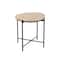 19.75" Beige Marble Accent Table with Black Metal Support